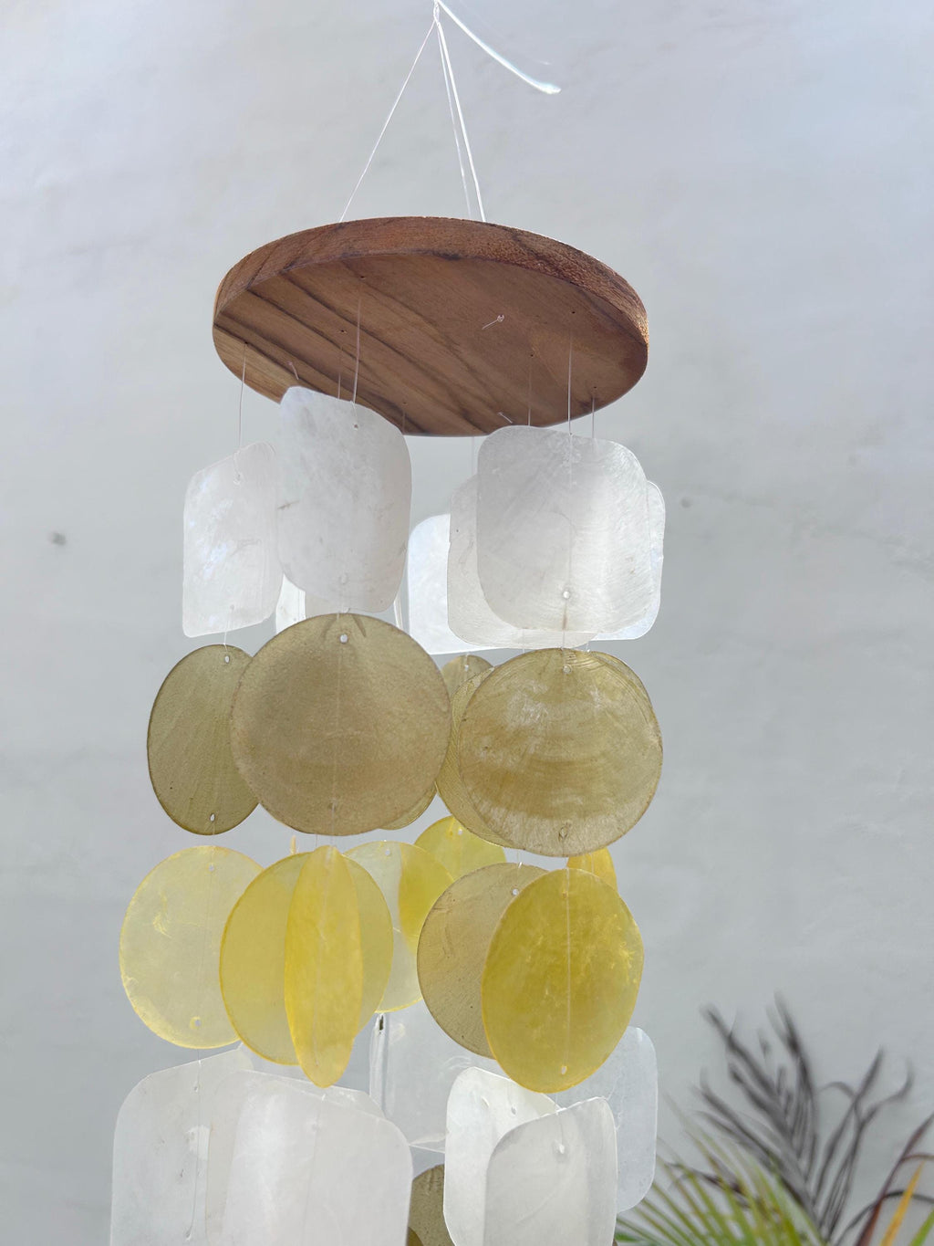Small Capiz Shell Wind Chime – Brown & Lime