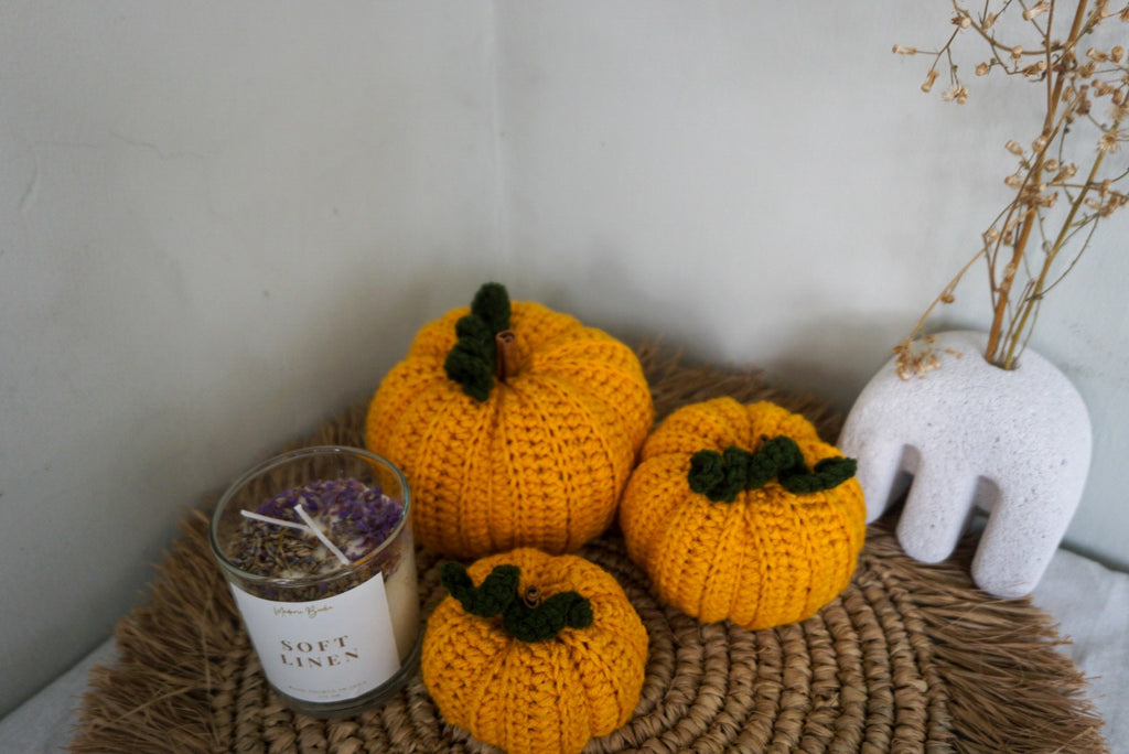 Fall crocheted pumpkin decor | Handmade pumpkin home decora | Halloween decor crochet pumpkin | Pumpkin autumn decor | Mustard Pumpkin