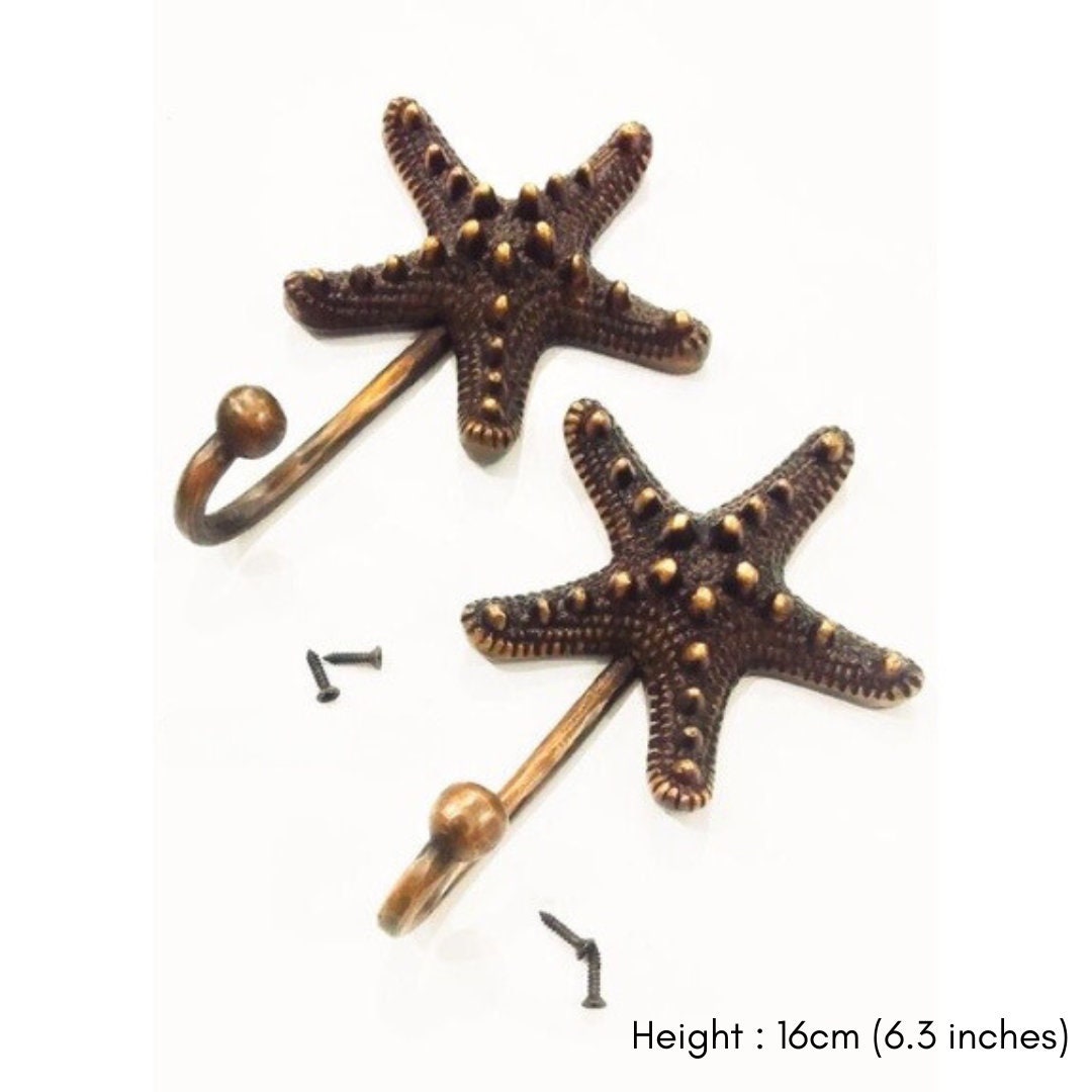 6.3 inches pairs starfish shape hook | solid brass hook | brass hook vintage look