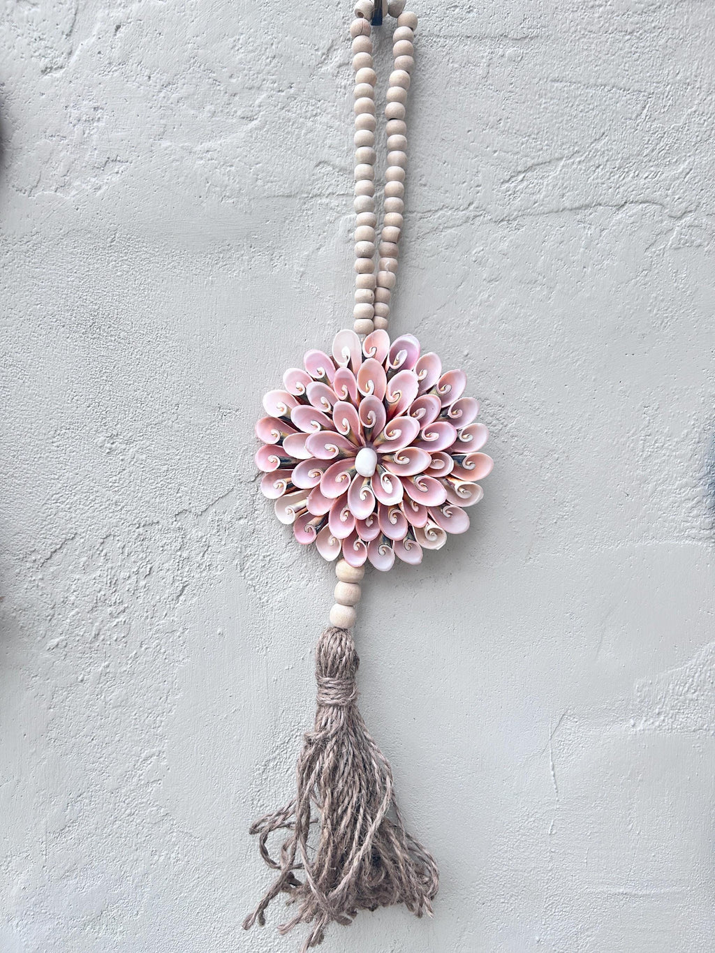 PART 1 Coastal Seashell Wall Hanging – Handmade Shell & Wooden Bead Tassel Decor, Boho Beach House Wall Art, Nautical Gift