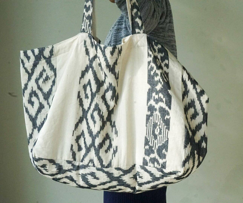 Reusable Tenun Ikat Cotton Tote Bag – Handmade Shoulder Bag