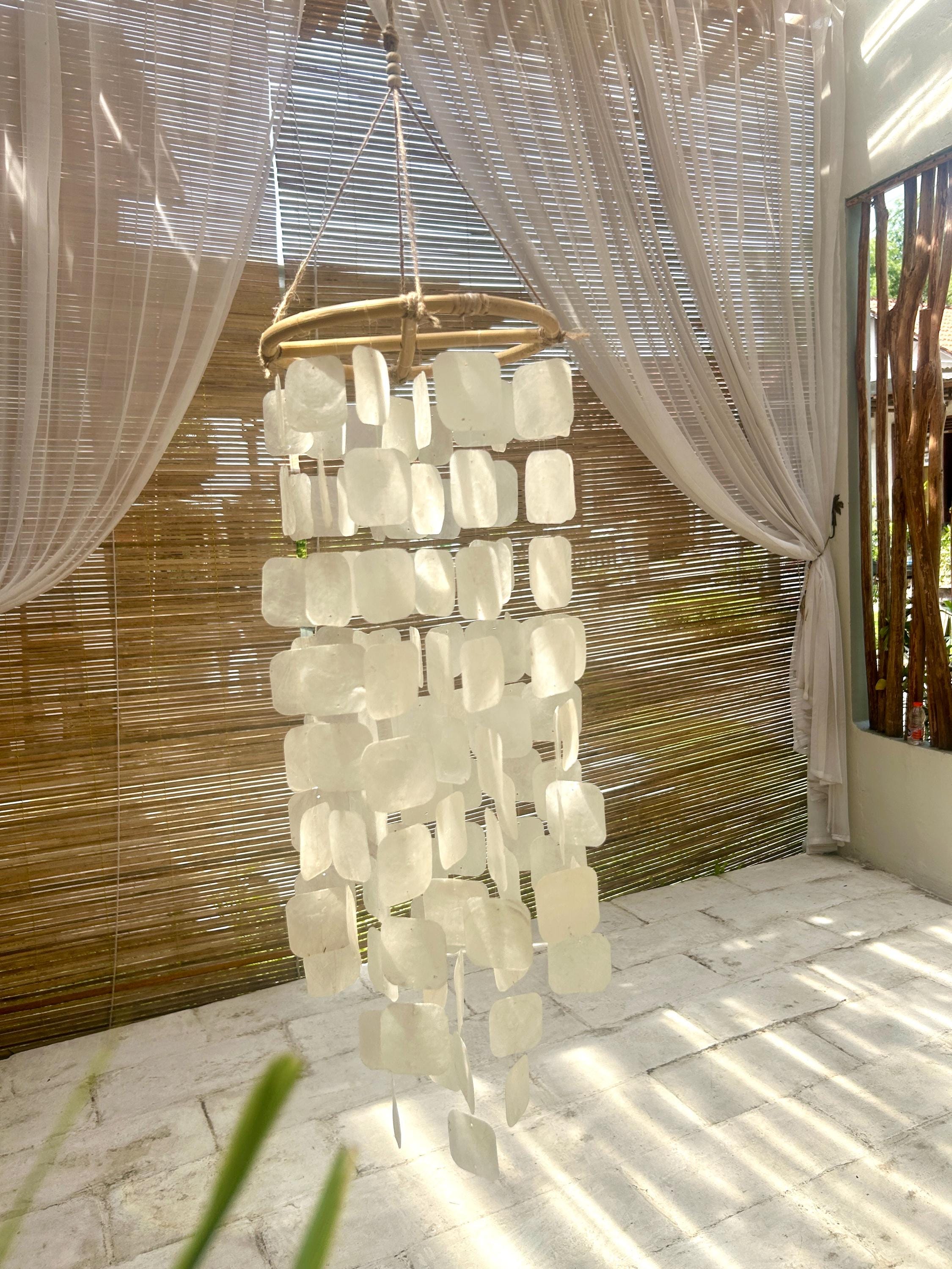 Large White Square capiz shells wind chime