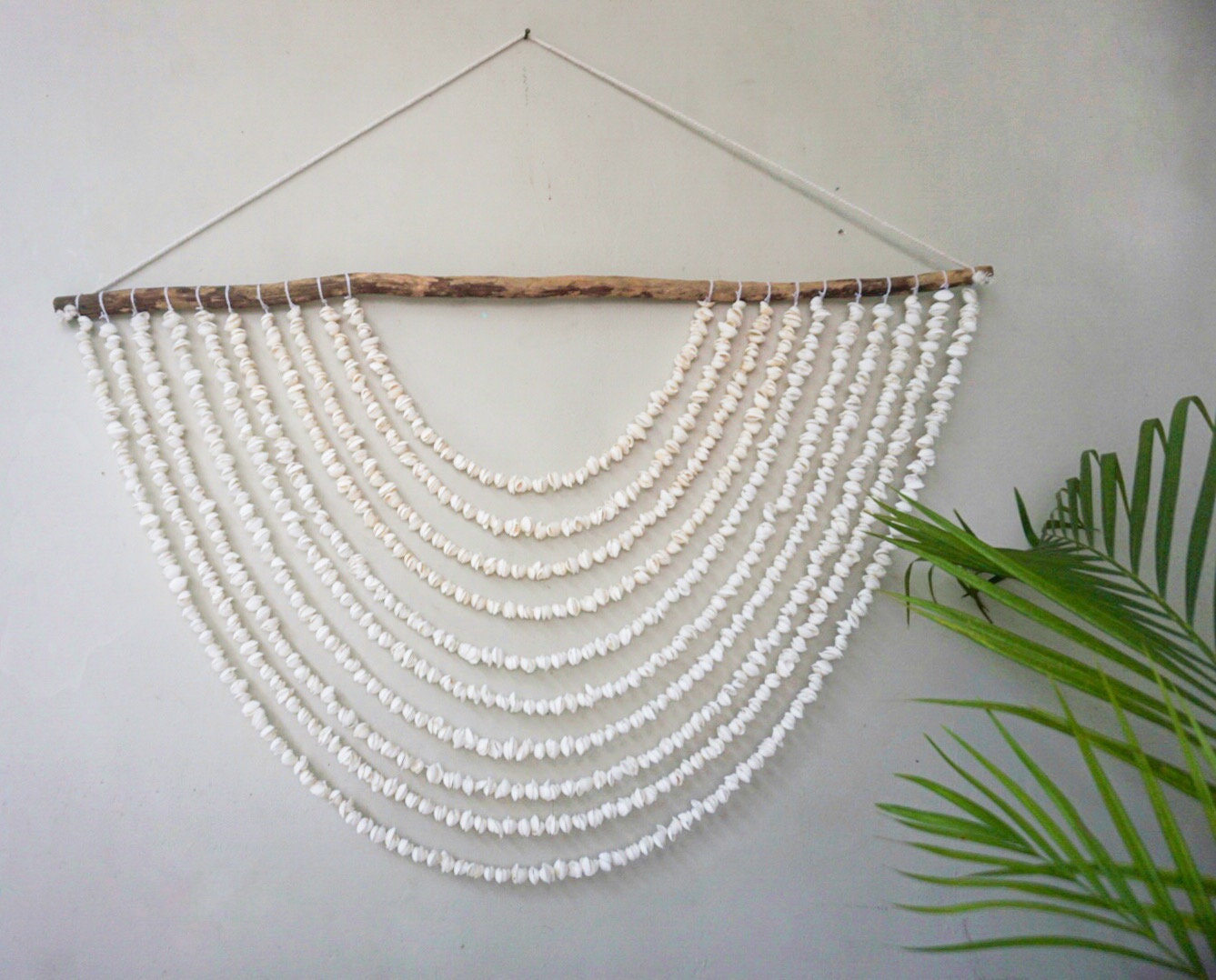 Large White Shell Wall Hanging – Boho Beach House Decor