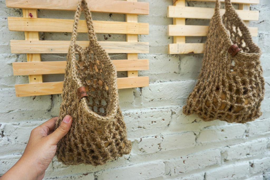 Jute fruit hanging basket for fall | vegetable jute mesh hanging basket | handmade kitchen hanging basket