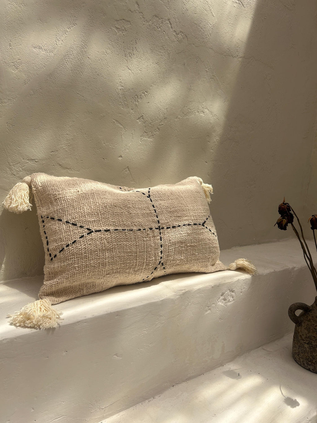 White Tassel Throw Pillow Cover