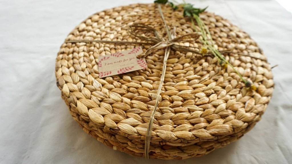 Set of 6 Water Hyacinth Woven Placemats – Boho Natural