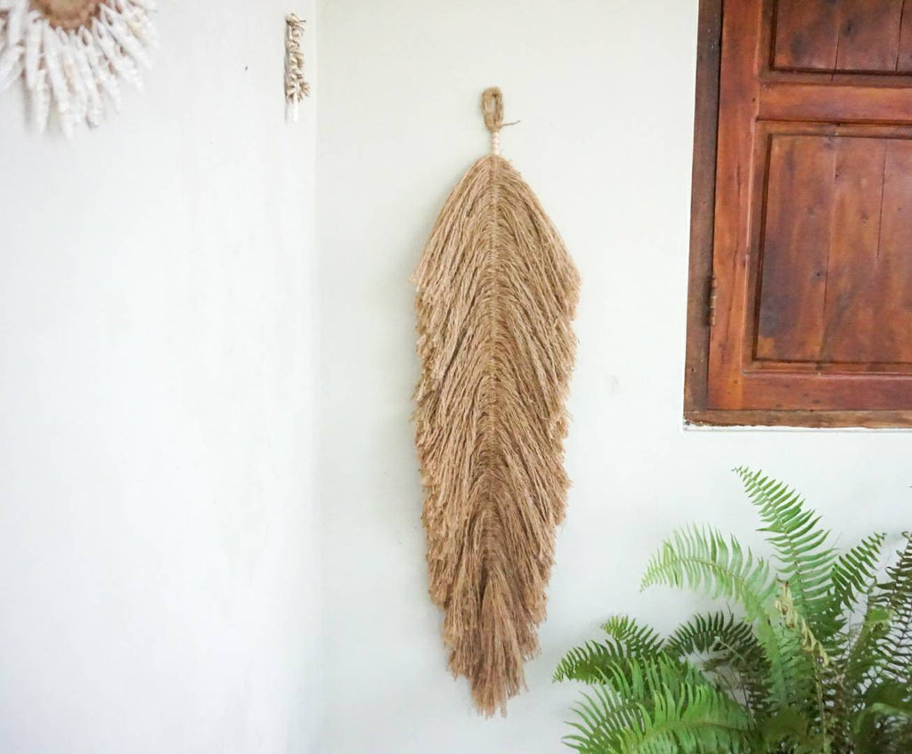 Jute boho feather macrame | boho leaf wall decor | bohemian wall hanging macrame | Giant jute feather wall hanging