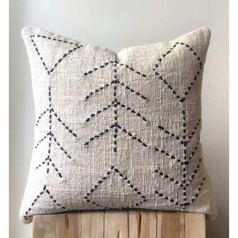 Boho Hand-Stitched Pillow Cover – Handmade Artisanal Decor