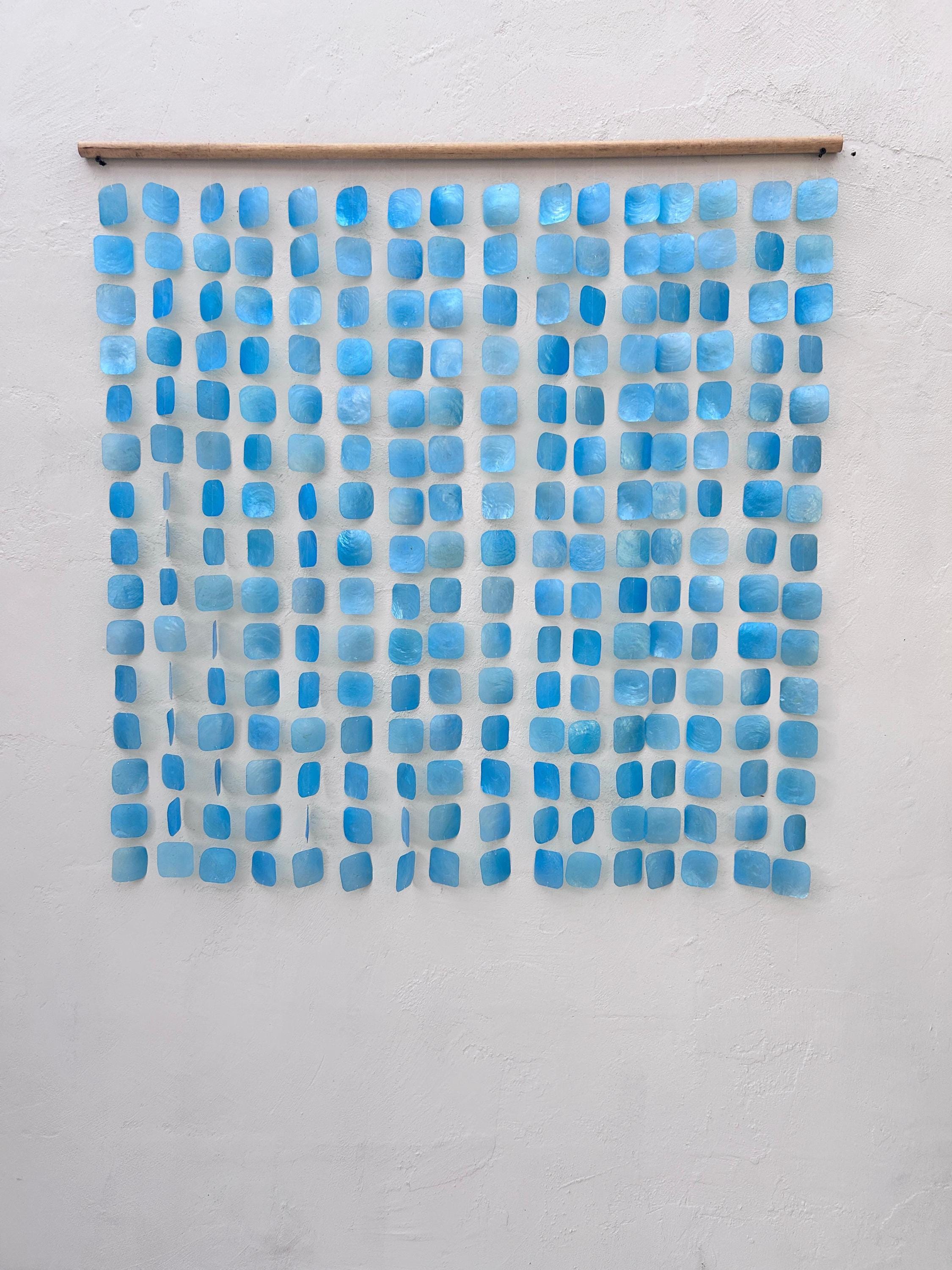 Sky Blue Square Capiz Shell Wall Hanging