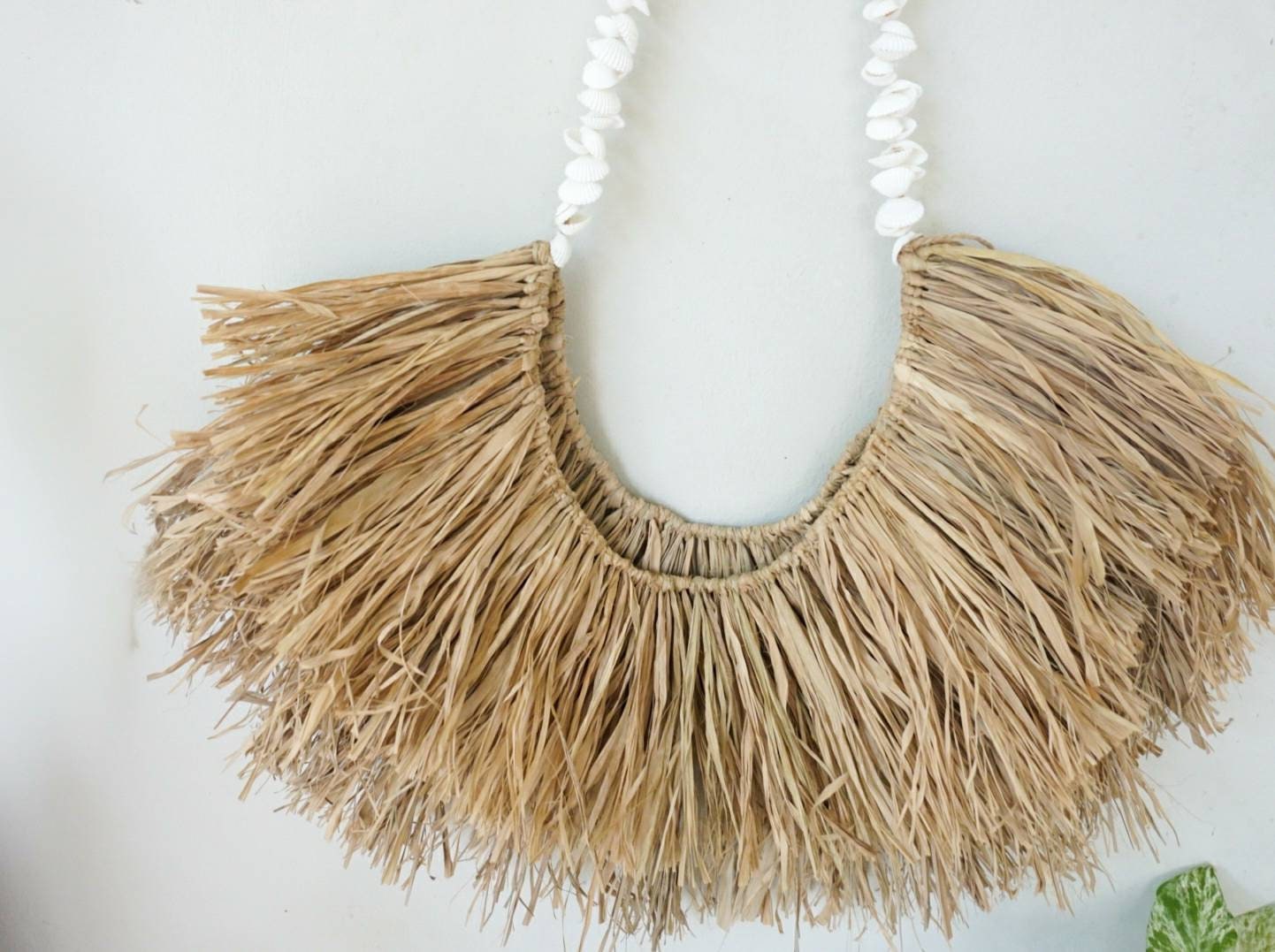 Boho Raffia White Shell Wall Hanging
