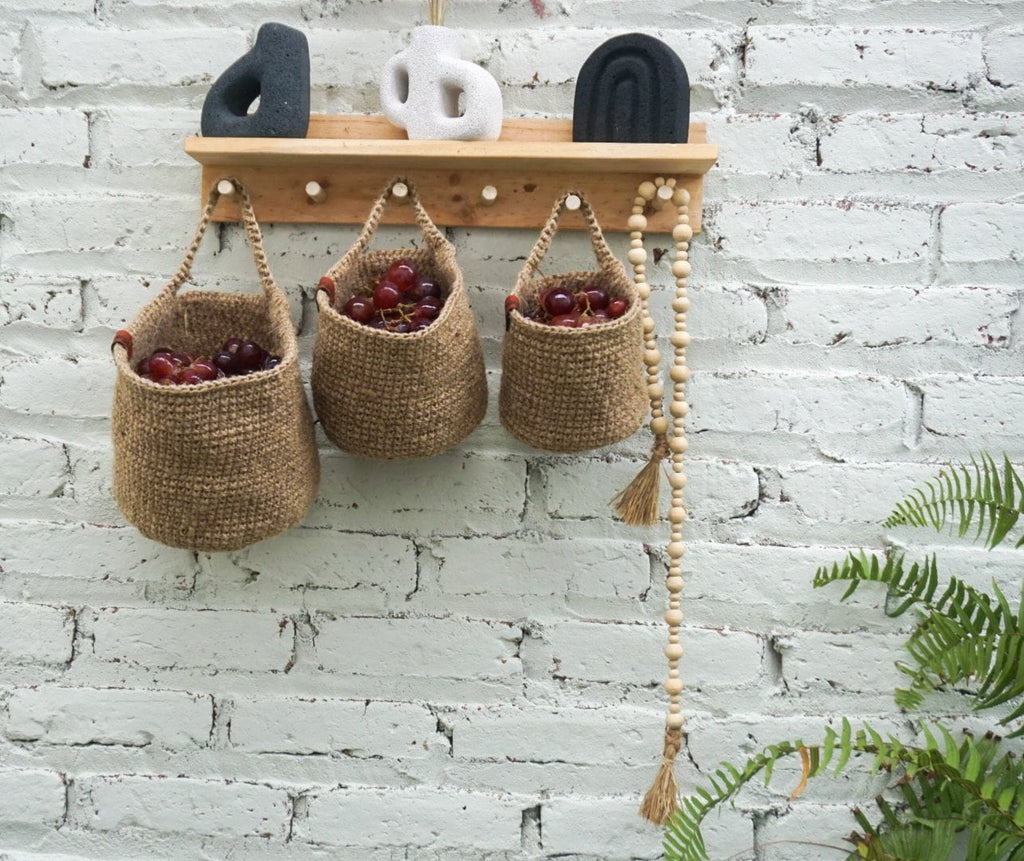 Jute Hanging Basket – Handmade Farmhouse Kitchen Storage