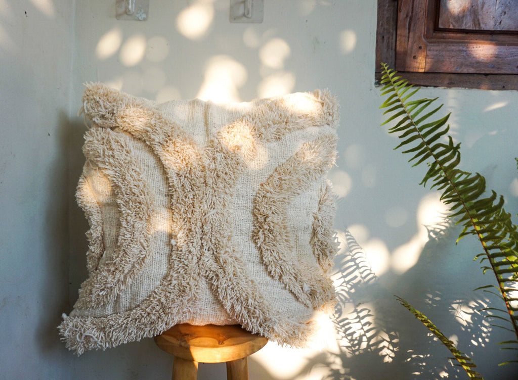 White Boho Pillow Cover