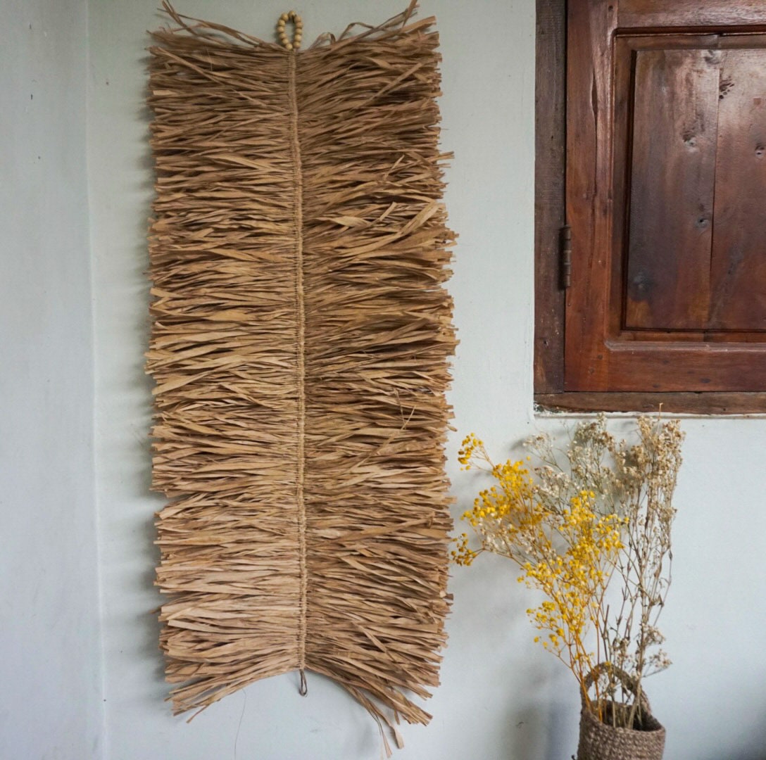 Bali Art seagrass natural wall hanging | extra large fringe raffia wall decoration | boho wall tapestry bali