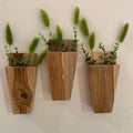 Set of 3 Rustic Wooden vase | Dried flower wooden vase | wooden vase with faux flower | Rustic decor | Gift for her | housewarming gifts