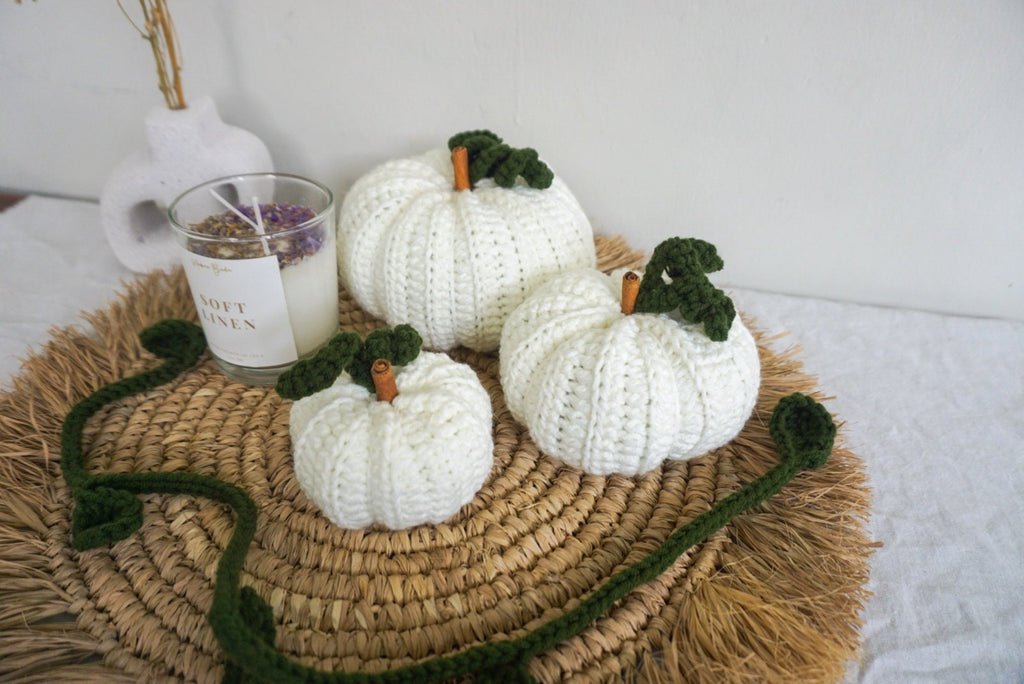 Fall crocheted white pumpkin home decor | Handmade pumpkin decor | Halloween decor crochet pumpkin | Pumpkin autumn decor | white Pumpkin