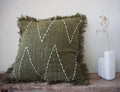 Tropical Green Hand-Stitched Boho Pillow Cover