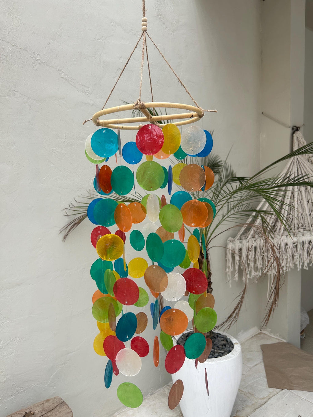Colorful Round capiz shells wind chime