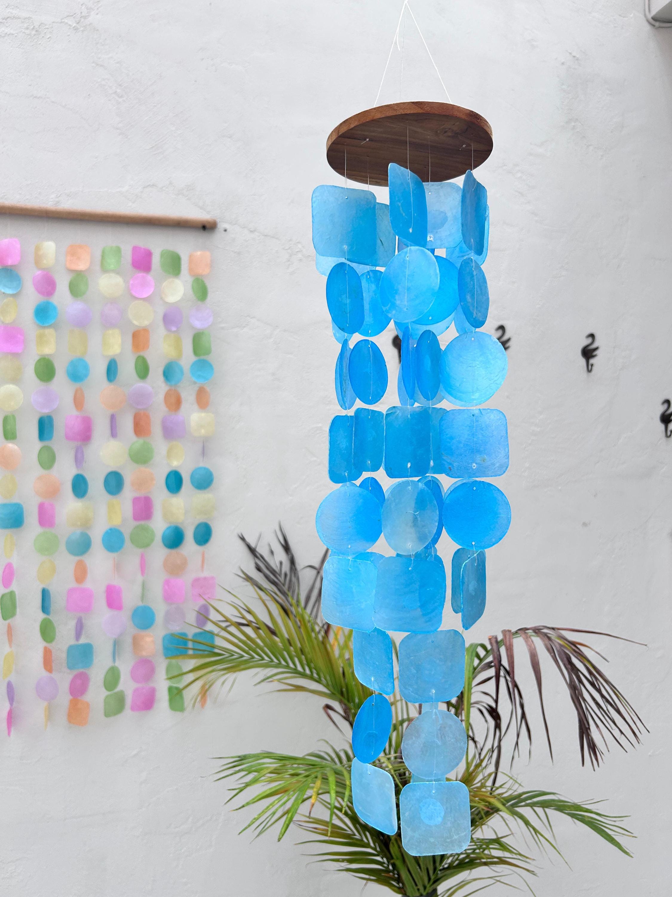 Small Blue Capiz Shell Wind Chime
