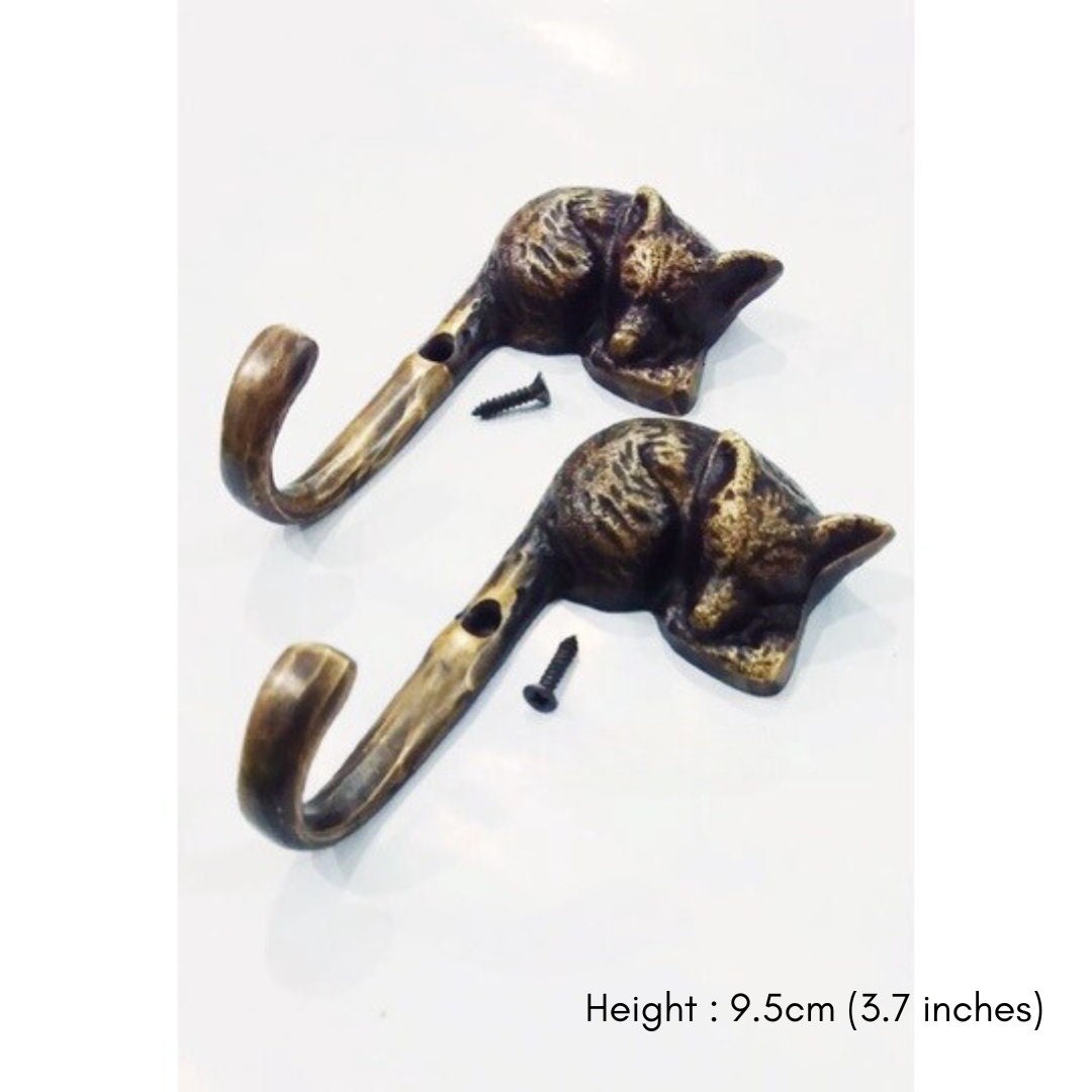 3.7 inches pairs slepping fox solid brass hook vintage look