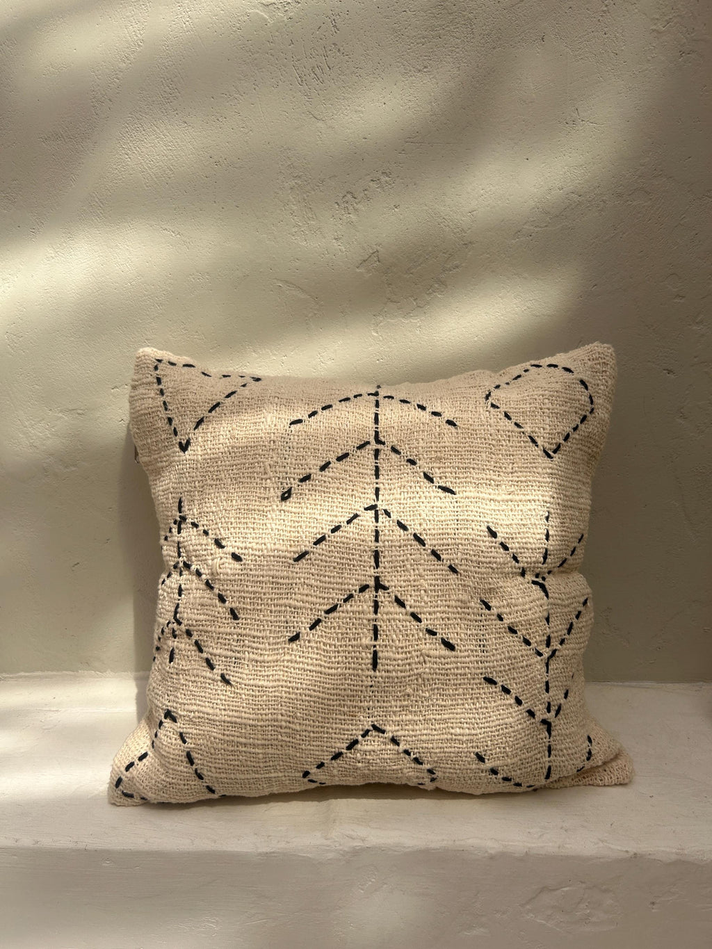 Boho Hand-Stitched Pillow Cover – Handmade Artisanal Decor