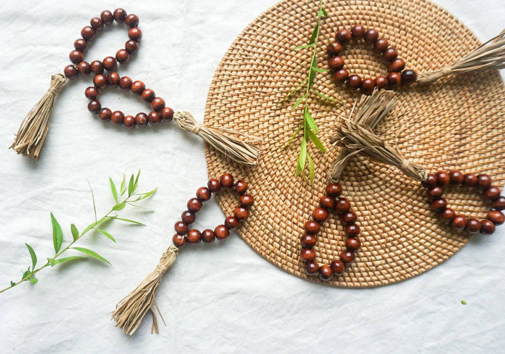 Wood beaded rustic napkin ring | boho wood beads napkin holder for wedding | farm house wedding napkin ring