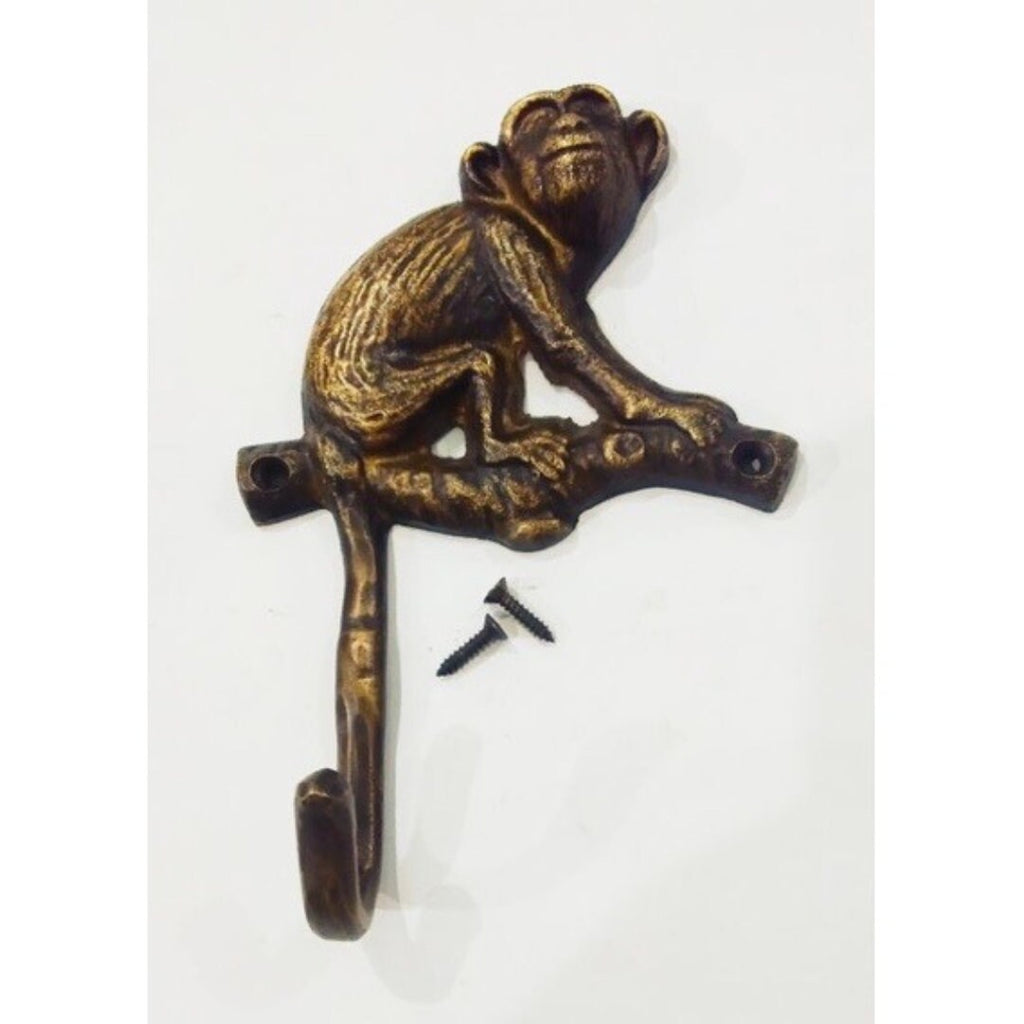 3.5 - 7 inches pairs Monkey solid brass hook vintage look