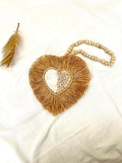 Boho heart shape shells wall hanging | nursery room decor