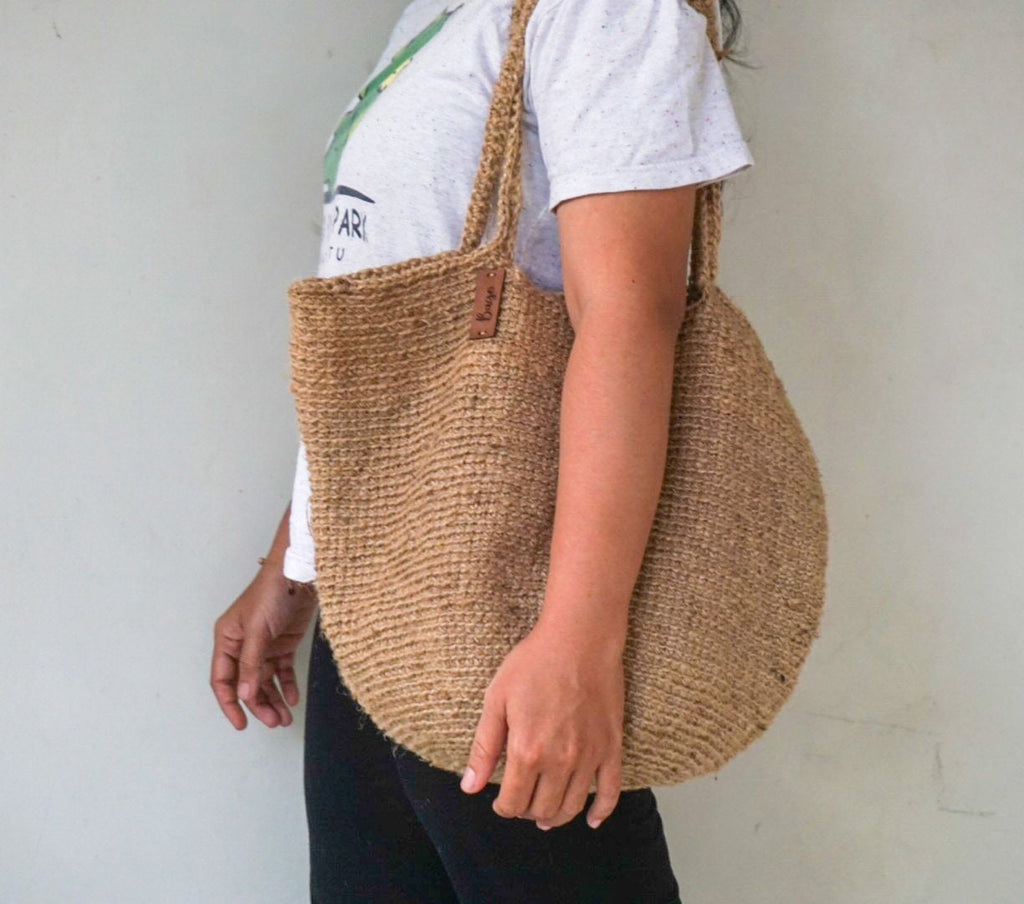 Natural Jute Crochet Tote Bag – Handmade Medium Size