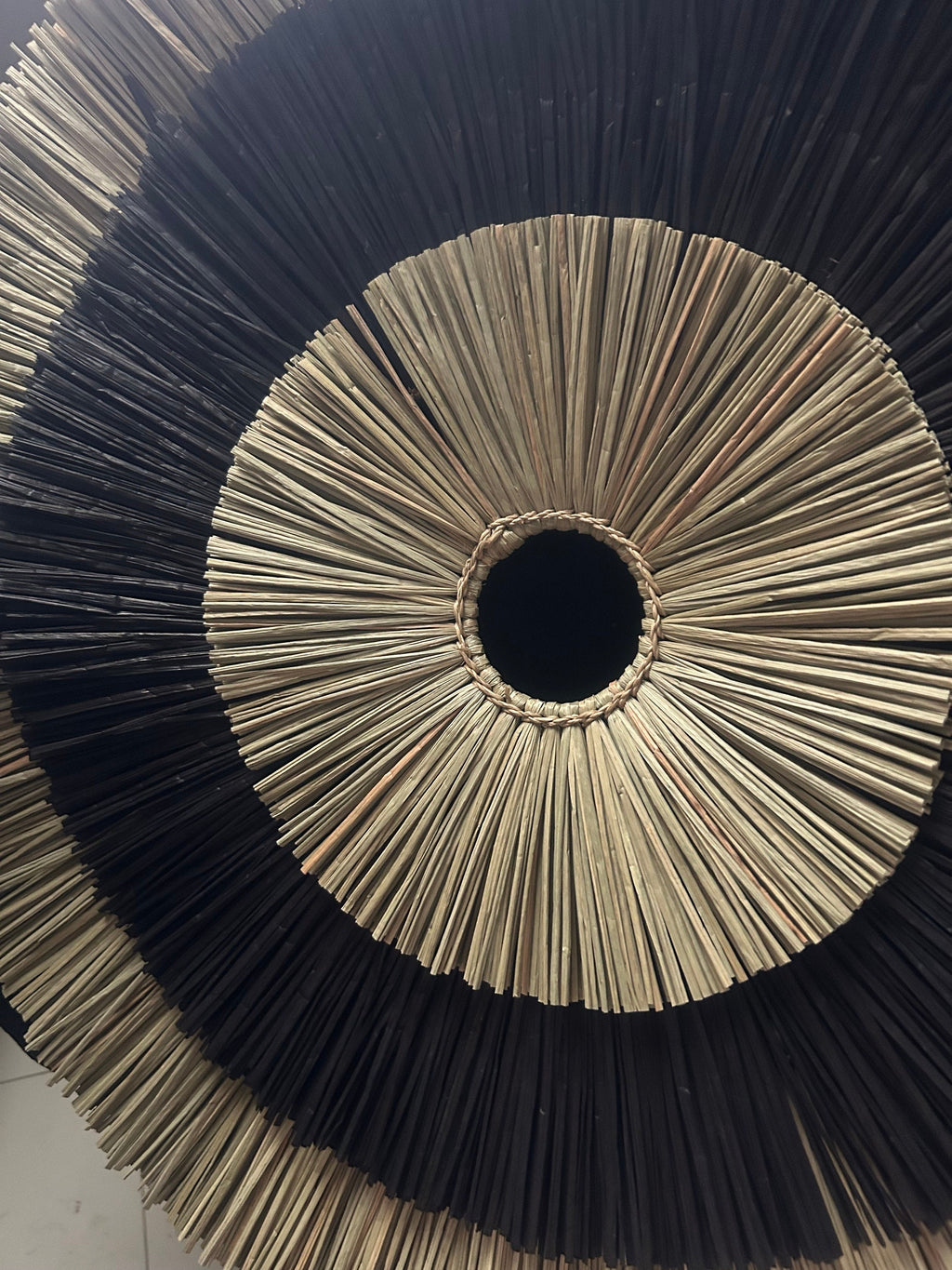 Round Black Seagrass Wall Decor – Boho Wall Hanging