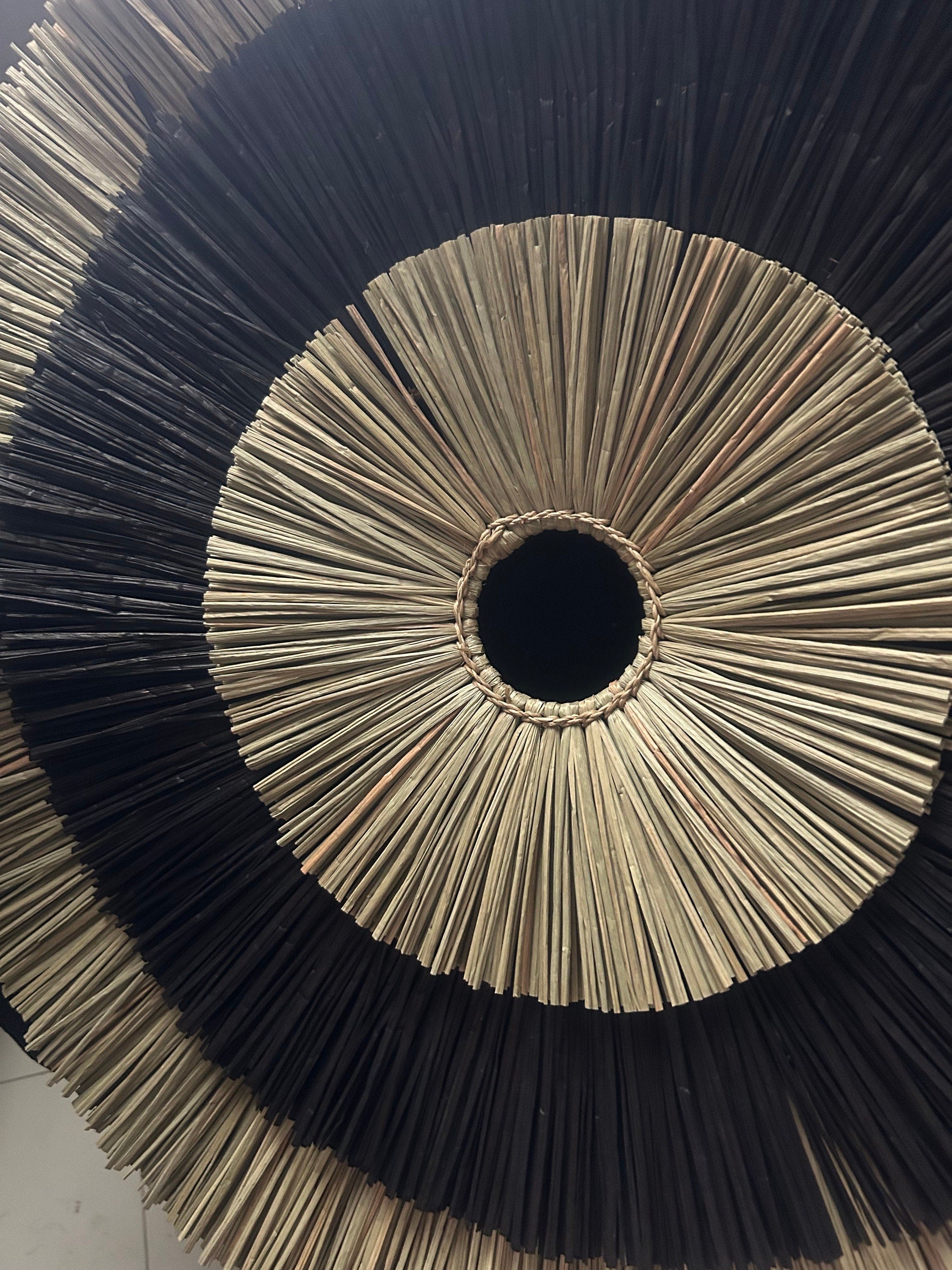 Round Black Seagrass Wall Decor – Boho Wall Hanging