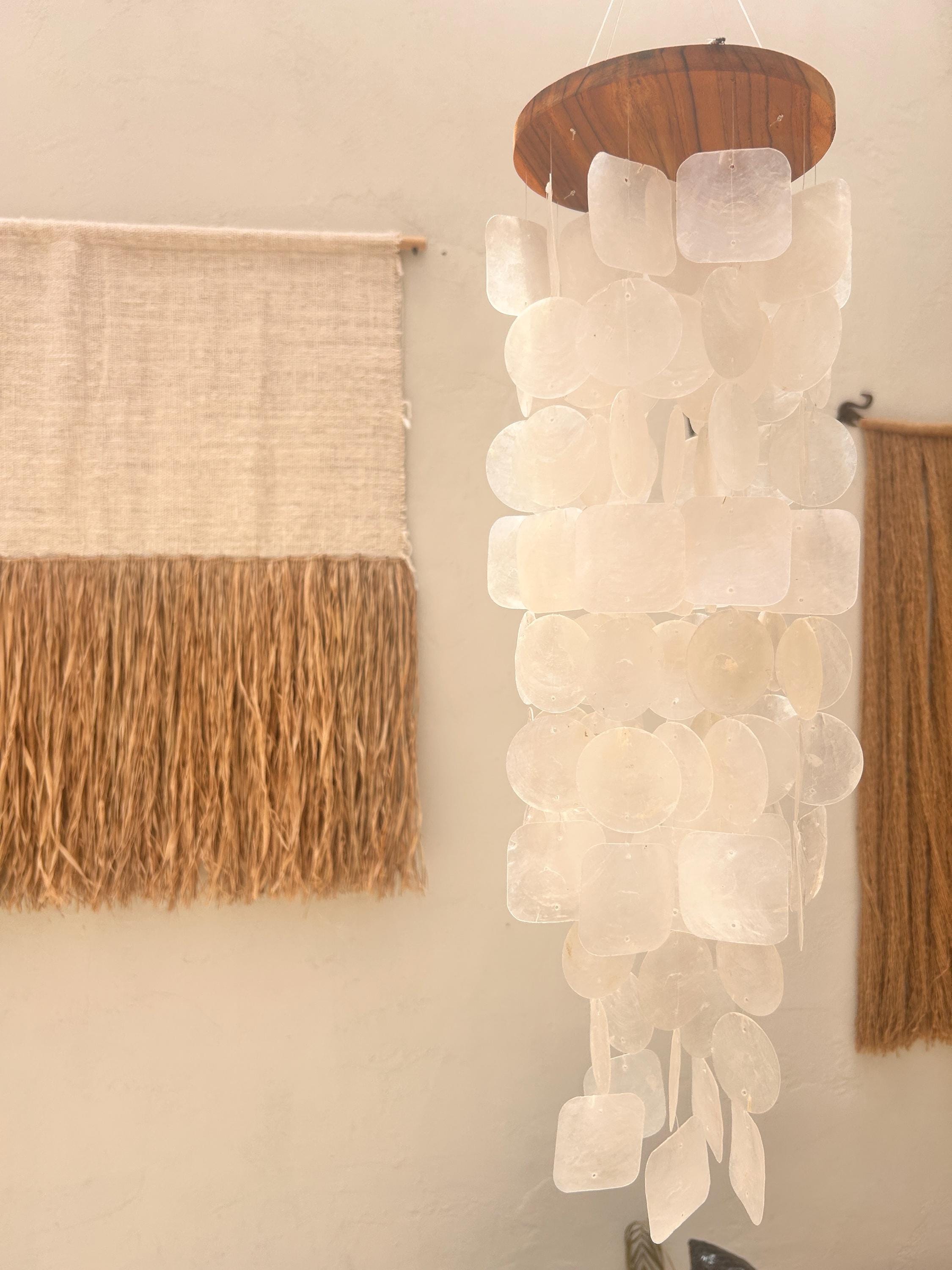 Large White Capiz Shell Wind Chime