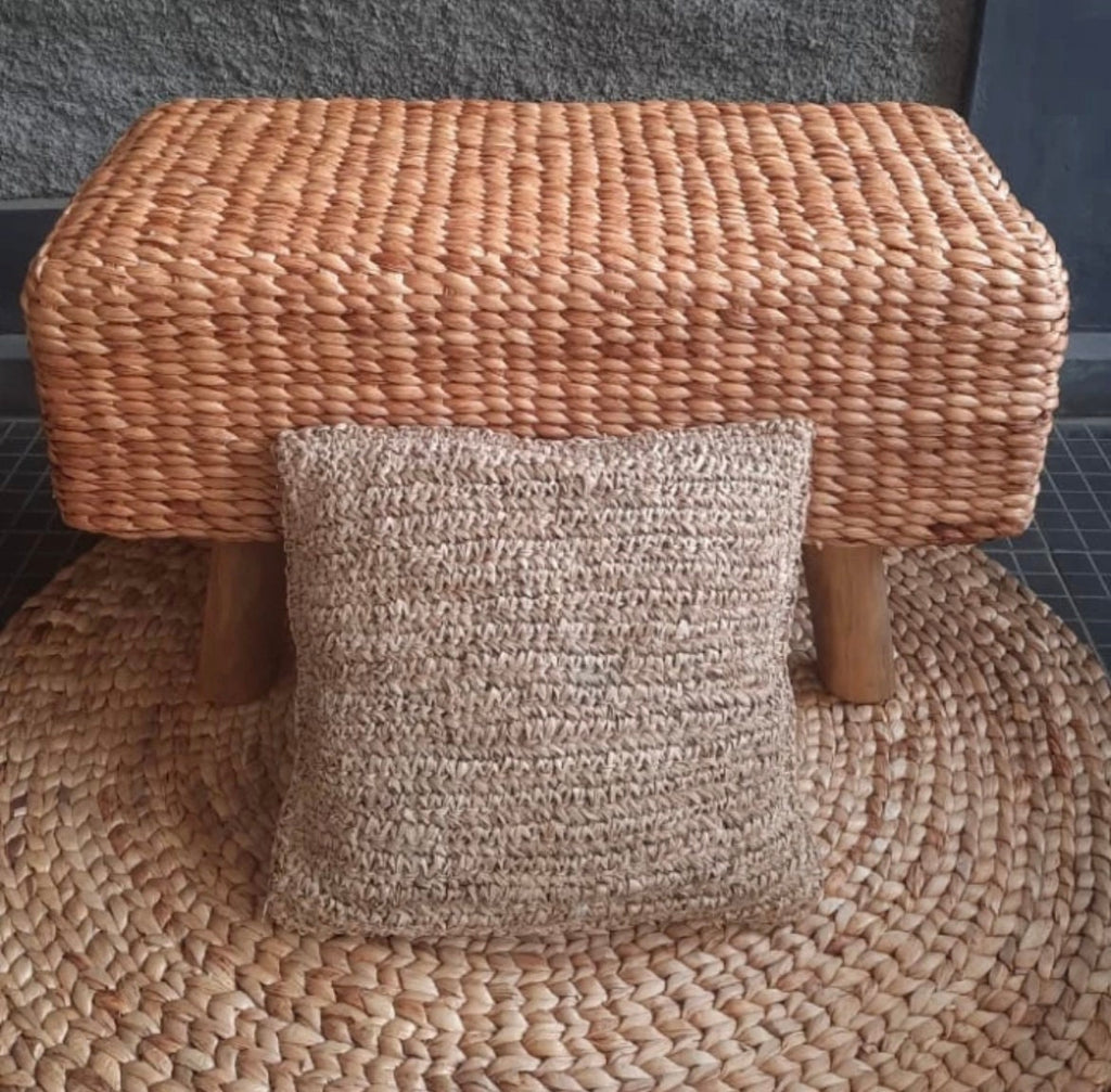 Boho Raffia Throw Pillow Cover