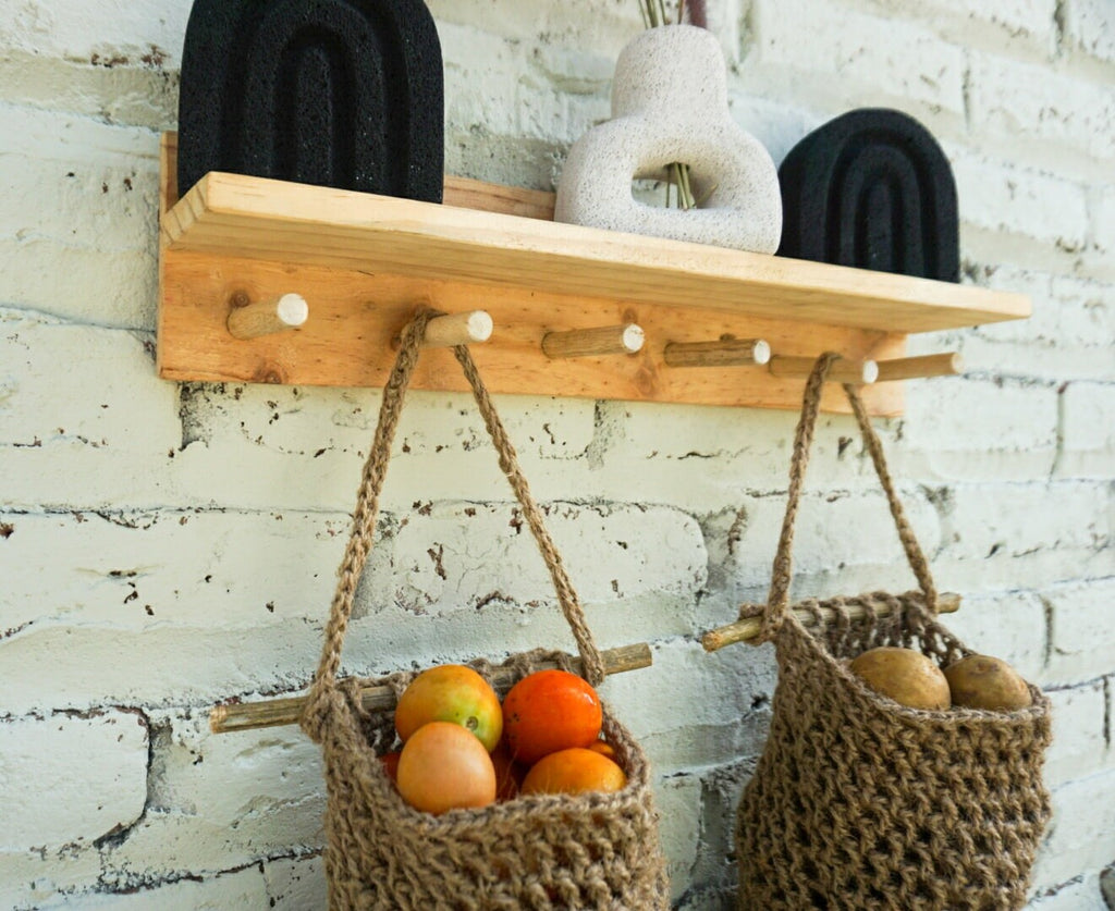 Set of 2 Jute Hanging Baskets – Large Natural Twine Storage