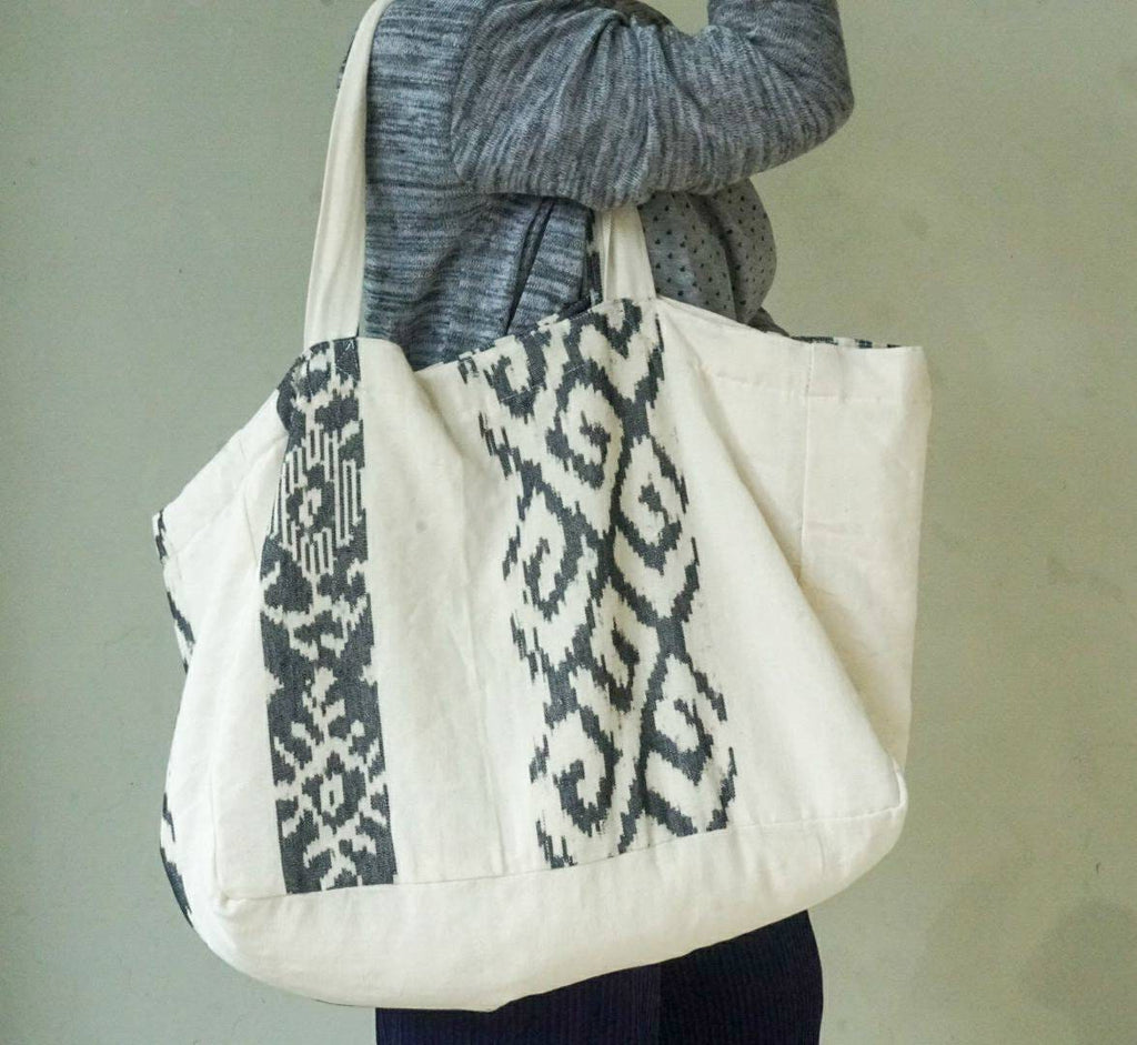Reusable Tenun Ikat Cotton Tote Bag – Handmade Shoulder Bag