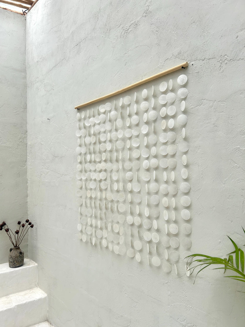 White Capiz Shell Wall Hanging – Boho Beach House Decor