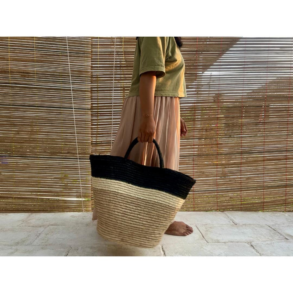Summer beach black raffia tote bag | beach raffia bag  large beach bag | summer beach bag | raffia large tote