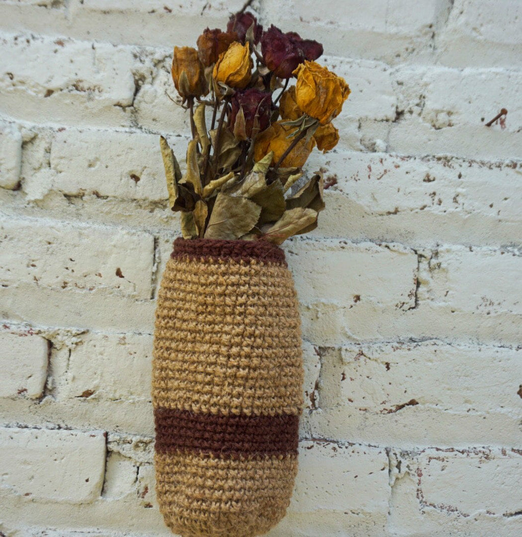 Jute Crochet Wall Hanging Basket – Fall Wall Vase Decor