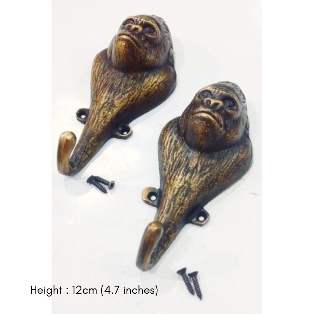 4.7 inches pairs Gorilla solid brass | hook vintage look brass | Coats vintage hook