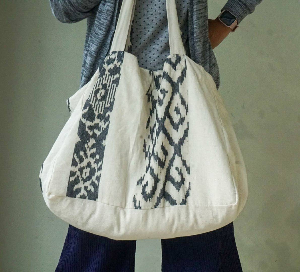 Reusable Tenun Ikat Cotton Tote Bag – Handmade Shoulder Bag