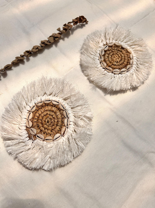 Boho Raffia & Cowrie Shell Coasters