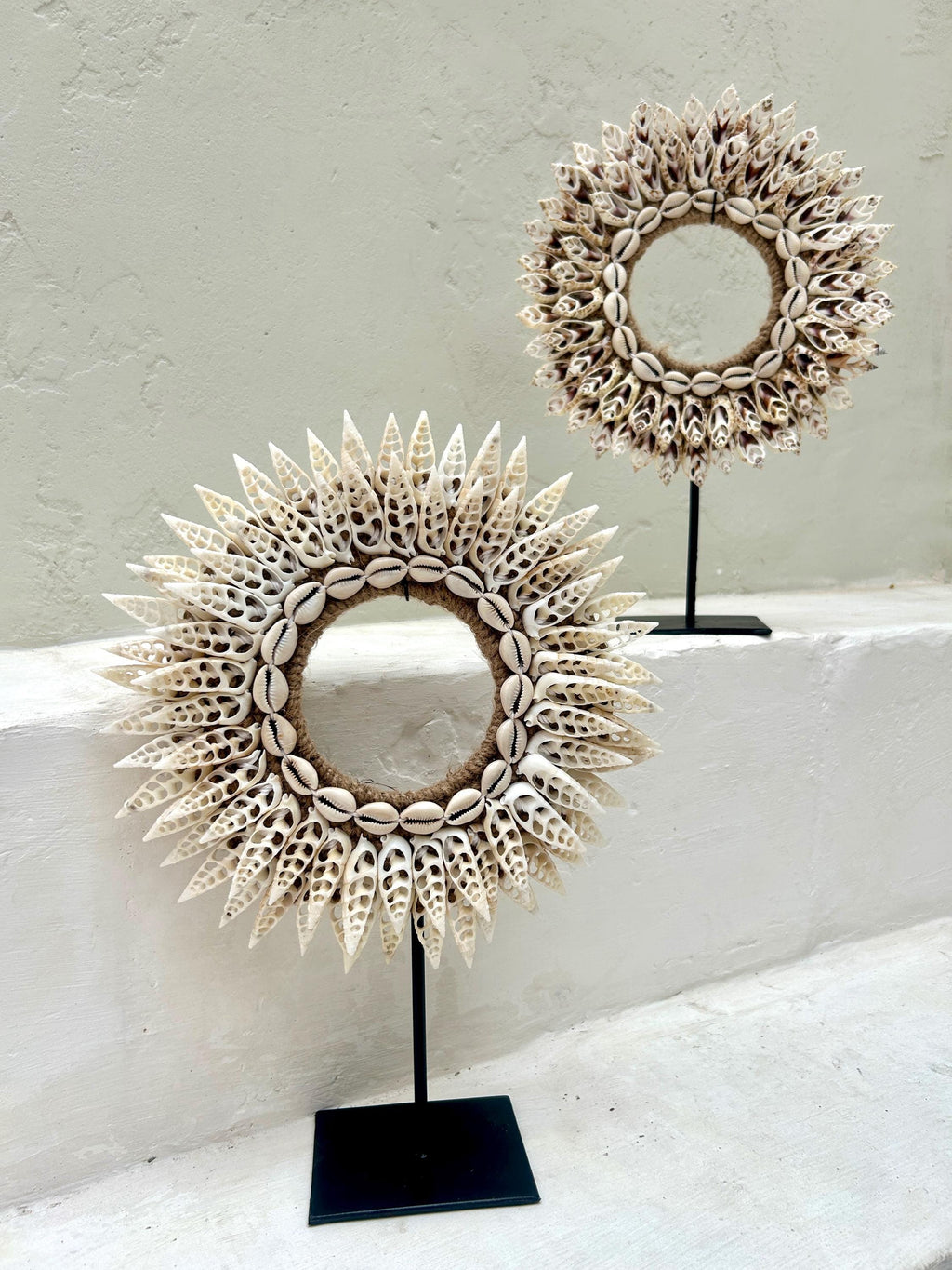 Bali art sea shells wall hanging | sea shells wreath | seaside shells wall hanging | beach house wall decor