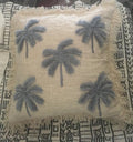 Embroidered Palm Pillow Cover with White Fringe