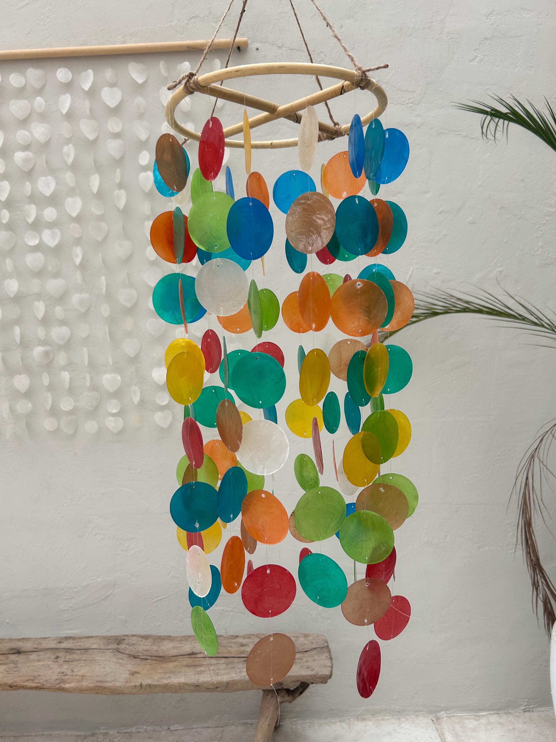 White Round capiz shells wind chime