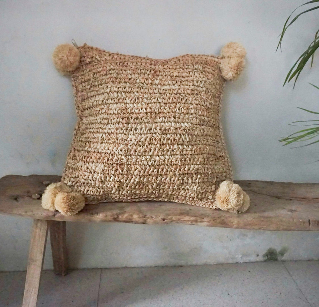 Natural Raffia Pillow Cover