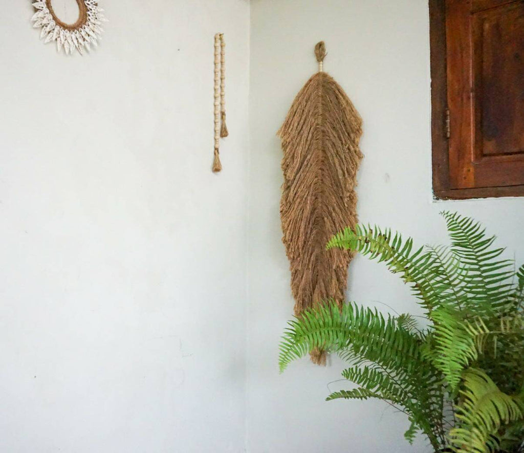 Jute boho feather macrame | boho leaf wall decor | bohemian wall hanging macrame | Giant jute feather wall hanging