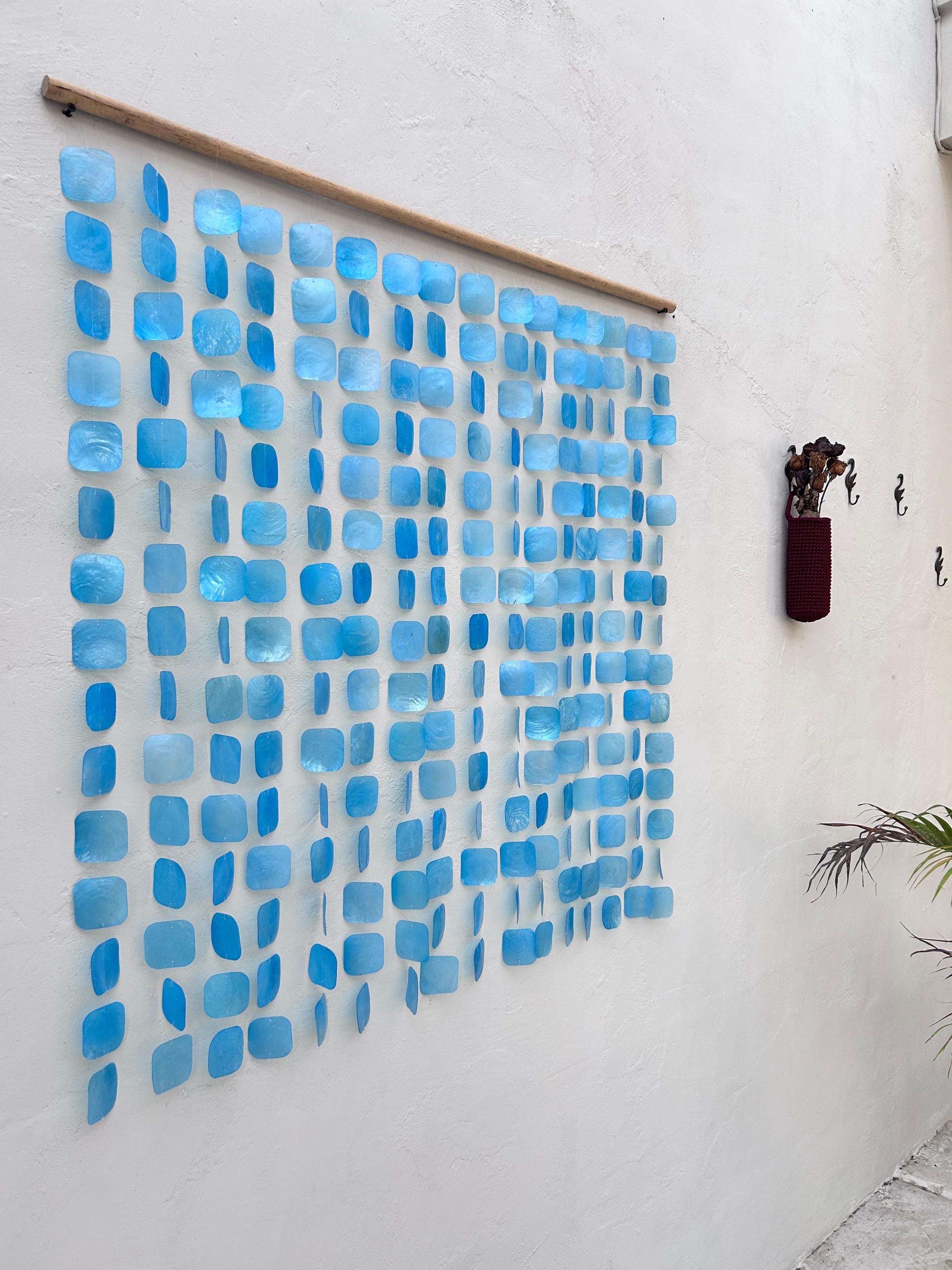 Sky Blue Square Capiz Shell Wall Hanging