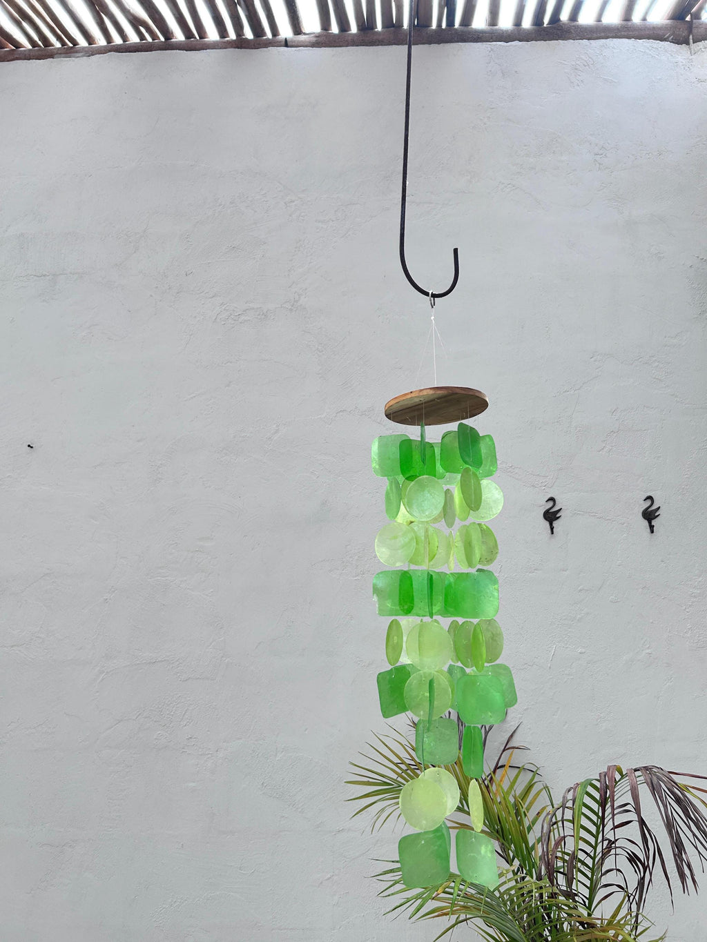 Small Green Capiz Shell Wind Chime