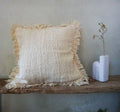Boho White Pillow Cover with Fringe