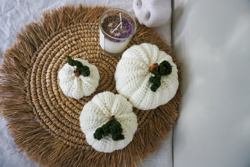 Fall crocheted white pumpkin home decor | Handmade pumpkin decor | Halloween decor crochet pumpkin | Pumpkin autumn decor | white Pumpkin