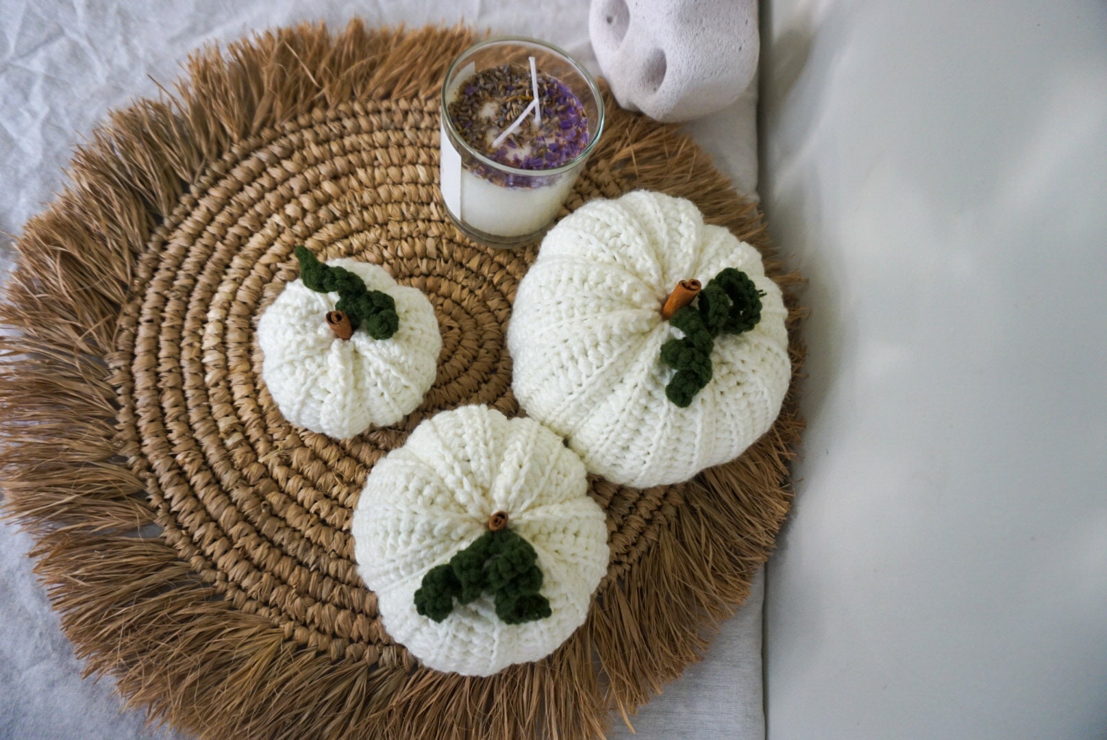 Fall crocheted white pumpkin home decor | Handmade pumpkin decor | Halloween decor crochet pumpkin | Pumpkin autumn decor | white Pumpkin